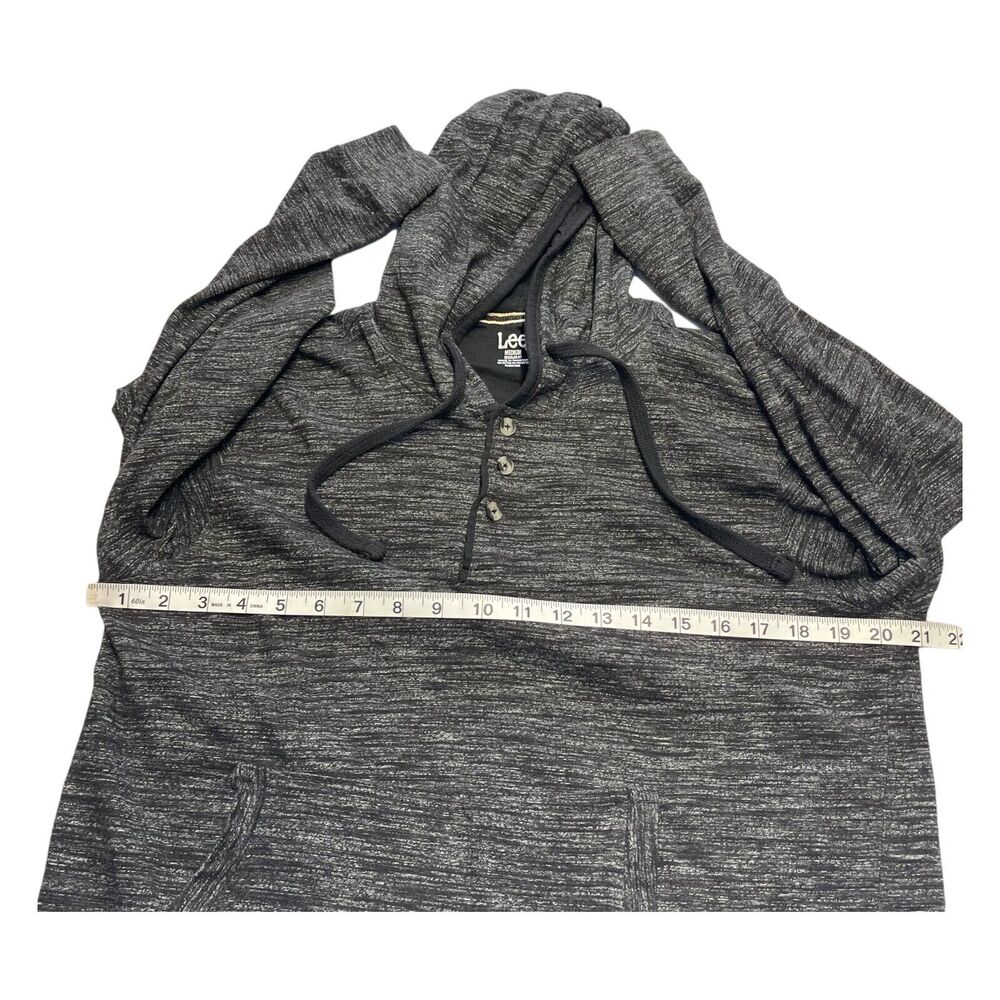 Lee Hoodie Men's Medium Heather Gray Cotton Pockets Ragular Fit Long Sleeve - Picture 4 of 8